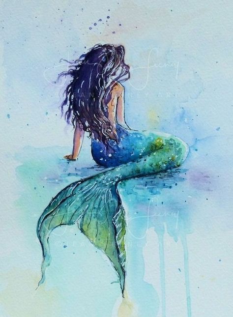 Dart, Watercolor Painting, Mermaid, Fish, Blue, Watercolour Painting