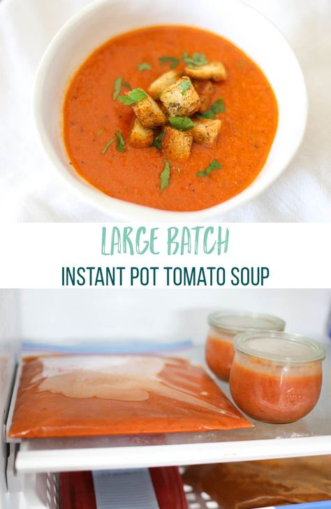 This freezer friendly Instant Pot Tomato Soup has it all. Since it makes a great freezer meal, I've written the recipe to be very large. It could be a great meal idea for groups of people or simply freeze the leftovers in small portions for lunches down the road. Instant Pot Tomato Soup, Groups Of People, Healthy Freezer Meals, Small Portions, Food Stamps, The Leftovers, Prepped Lunches, Freezer Meal, Freezer Friendly