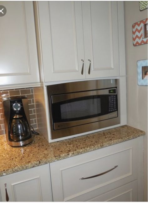 Microwave On Countertop, Microwave On Countertop Ideas, Microwave Pantry, Built In Microwave Cabinet, Microwave Storage, Microwave Cabinet, Smeg Appliances, Countertop Ideas, Microwave In Kitchen