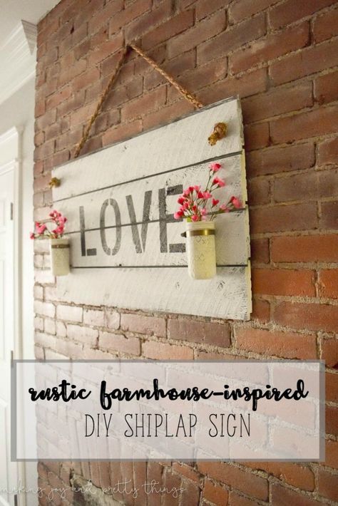 Rustic Farmhouse-Inspired DIY Shiplap Sign - making it in the mountains Diy Ship Lap, House Projects Diy, Shiplap Sign, Ship Lap, Diy Shiplap, Diy Wood Signs, Room Deco, Casa Exterior, Kitchen Decorating