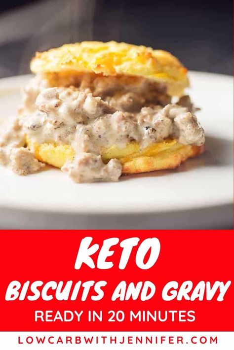 Keto Busicuts, High Protein Biscuits And Gravy, Keto Sausage And Biscuits, Keto Sausage Gravy Recipes, Keto Biscuit Gravy, Best Keto Biscuits And Gravy, Keto Sausage Gravy And Biscuits, Keto Drop Biscuits Southern Keto, Low Carb Sausage Gravy