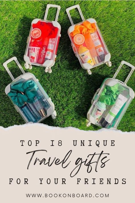 Top 18 Unique Travel Gifts for Your Wanderlust Friends Road Trip Gift Basket, Vacation Gift Basket, Goodie Bags For Adults, Travel Gifts Ideas, Gifts For The Traveler, Travel Gift Basket, Road Trip Gifts, Travel Presents, Unique Travel Gifts