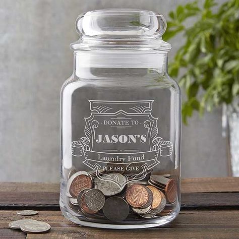 Personalized Glass Money Jar - College Fund Dog Treat Jars, Personalized Candy Jars, Personalized Cookie Jar, Dorm Room Gifts, Change Jar, Coin Jar, Money Jar, Memory Jar, Graduation Money