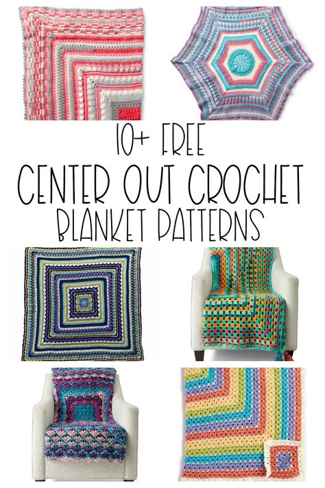 Center out crochet blankets and afghans are lots of fun to make! Explore all sorts of colors and textures with this free pattern collection on Moogly!  #freepatterns #crochetblankets #crochetafghans #centeroutcrochet #centeroutblankets #yarnspirations #mooglyblog Moogly Crochet, Unique Crochet Blanket, Bow Hair Tie, Crochet Bloggers, Crochet Dreams, Fast Crochet, Crochet Bow, Crochet Blanket Pattern Easy, Knit Blankets