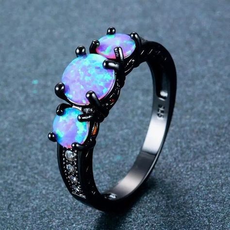 Cosplay Elf, Opal Birthstone Ring, Titanium Engagement Rings, Mcu Dr, Blue Fire Opal, Blue Opal Ring, Black Gold Ring, Opal Birthstone, Elf Ideas