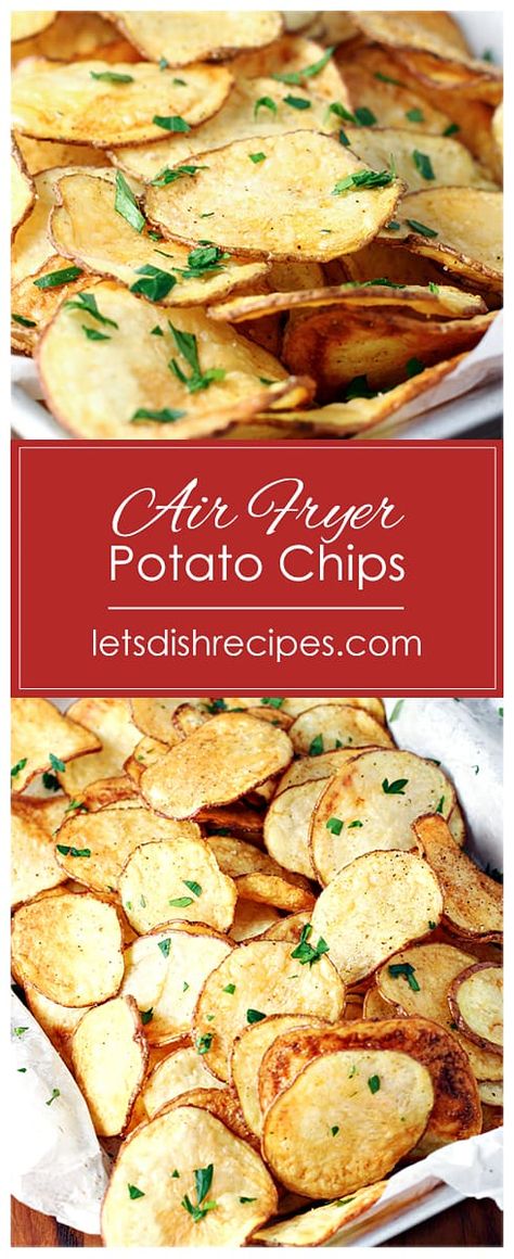 Cactus Cut Potatoes Air Fryer, Air Fryer Potato Chips Recipe, Potatoes Chips In Air Fryer, Red Potato Chips Air Fryer, Potato Chips Homemade Airfryer, Air Fry Chips Recipe, Healthy Homemade Potato Chips, House Made Potato Chips, Potato Chips Air Fryer Recipes