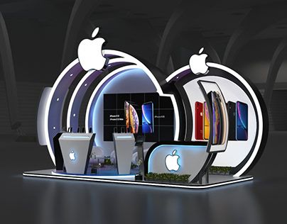 Apple Booth creative design Creative Exhibition Booth Design, Exhibition Booth Design Ideas Creative, Creative Booth Design, Creative Booths, Mobile Shop Design, Apple Event, Expo Stand, Craft Market Display, Corporate Event Design