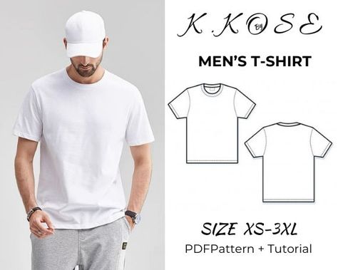 Men T-shırt sewing pattern and sewing instruction / sizes XS-3XL / Easy sewing project for beginners / Step by step / A4-A0-Letter Pattern Mens Sewing, T Shirt Sewing, Mens Sewing Patterns, T Shirt Sewing Pattern, Shirt Sewing, Gift Card Craft, North Face Shirts, Shirt Sewing Pattern, Pattern Sewing