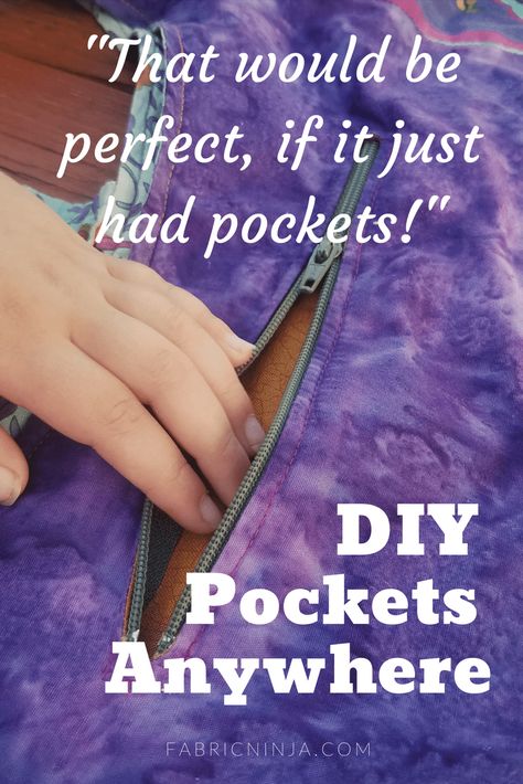 How to Add Pockets to anything, with or without zippers. Follow the step by step guide or watch the video | Learn to sew | Sewing basics | Easy Sewing | Beginner Sewing | DIY Pockets| Sewing Tutorial || #Sewing #Pockets #Upcycle #Restyle #DIY #tutorial #sewingmachine #easysewing Fat Quarter Projects, Beginner Sewing Projects Easy, Leftover Fabric, Bags Tutorial, Sewing Projects For Beginners, Sewing Skills, Love Sewing, Sewing Tips, Sewing For Beginners