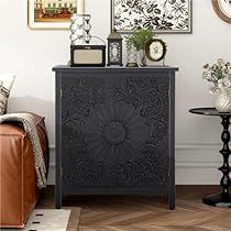 Entrance Home Ideas, Distressed Storage Cabinet, Black Accent Cabinet, Farmhouse Buffet Cabinet, Living Room Board, Salon Decor Ideas, Entrance Home, Farmhouse Buffet, Retro Cabinet