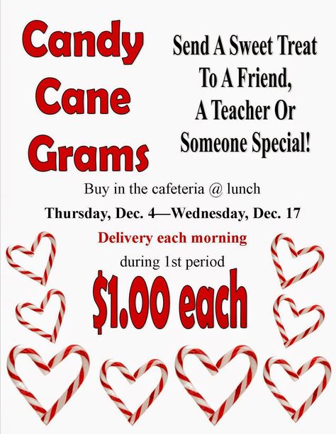 Candy Cane Fundraiser, Candy Gram Ideas School, School Candy Grams Ideas, Pro Fundraising Ideas, Student Council Christmas Ideas, Christmas Grams Fundraiser, Christmas Candy Grams Fundraiser, Candy Cane Grams Fundraiser, Candy Fundraiser Ideas