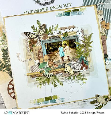 Let the adventure begin - Layout by Robin 49 And Market Nature Study Layouts, 49 And Market Scrapbook Layouts, 49 Market Scrapbooking Layouts, 49 And Market Layouts, Two Page Scrapbook Layouts, Nature Scrapbook Layouts, Simple Scrapbooking Layouts, Heritage Scrapbooking Layouts, Nature Scrapbook