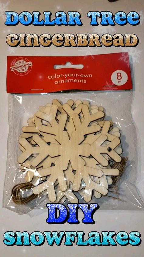 #DIY #DollarTree #DollarTreeDIY #DollarTreeCrafts #DollarTreeOrnaments #DIYOrnaments #Holiday #Christmas #ChristmasDIY #ChristmasDecor #GingerBreadDIY #GingerBreadCrafts #GingerBreadOrnaments #SnowFlakeOrnaments #DIYSnowFlakes Dollar Tree Gingerbread Diy Crafts, Dollar Tree Wooden Ornament Ideas, How To Make Gingerbread Ornaments, Dollar Tree Wood Ornament Diy, Diy Gingerbread House Ornaments, Dollar Tree Snowflake Crafts, Painted Wooden Snowflakes, Gingerbread Diy Ornaments, Diy Snowflake Ornaments