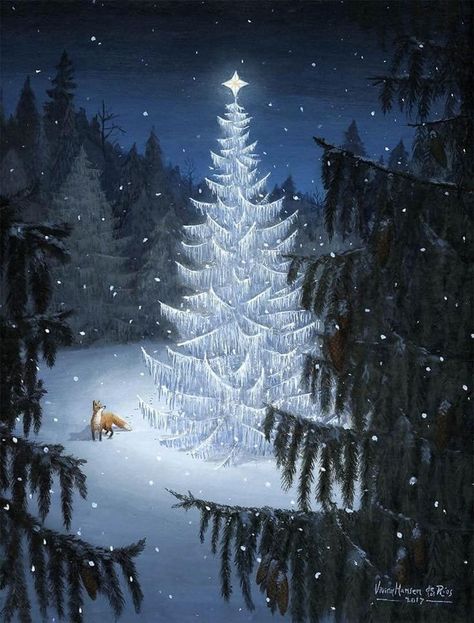 Christmas Forest, Winter Illustration, Forest Illustration, Night Forest, Snowy Forest, Fairytale Illustration, Woodland Scene, Winter Painting, Art Story