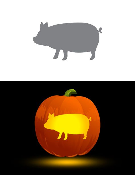 Printable Pig Side View Pumpkin Stencil Pig Carved Pumpkin, Pig Pumpkin Carving Ideas, Pig Side View, Pig Pumpkin Carving, Pig Pumpkin, Pumpkin Cravings, Chicken Pumpkin, Fall Meals, Halloween Pumpkin Carving Stencils