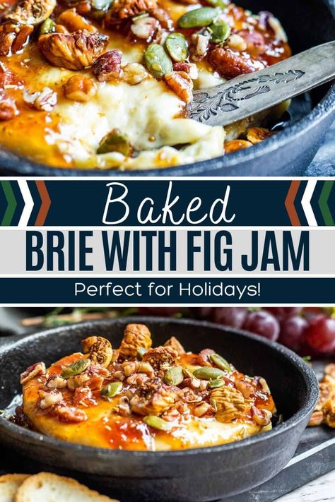 Brie Cheese Fig Jam, Baked Brie Recipes Fig Jam, Brie Cheese Recipes With Fig Jam, Fig Jam Baked Brie, Baked Brie With Figs, Brie Cheese And Fig Recipes, Appetizers Using Fig Jam, Autumn Baked Brie, Brie Cheese With Fig Jam