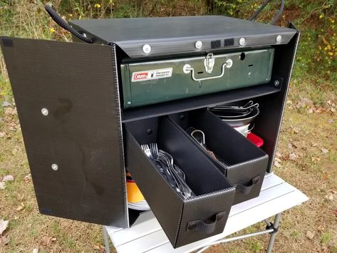 Camping Kitchen Box, Camp Kitchen Organization, Camp Kitchen Box, Chuck Box, Kitchen Box, Camping Box, Camping Kitchen, Kitchen Storage Boxes, Camping Items