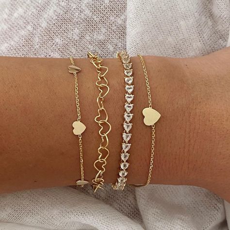 Kelly Bello®’s Instagram post: “All about love 💕 • Heart Shaped Tennis Bracelet” Gold Heart Bracelet For Women, Heart Bracelet Gold, Gold Heart Bracelet, Preppy Jewelry, Station Bracelet, 4 Characters, Jewelry Accessories Ideas, Mini Mini, Birthstone Bracelets