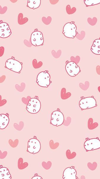 Molang Wallpapers, Molang Wallpaper, Kawaii Backgrounds, Valentines Anime, Kawaii Valentine, Kawaii Wallpapers, Kawaii Background, Bunny Wallpaper, Cute Pastel Wallpaper