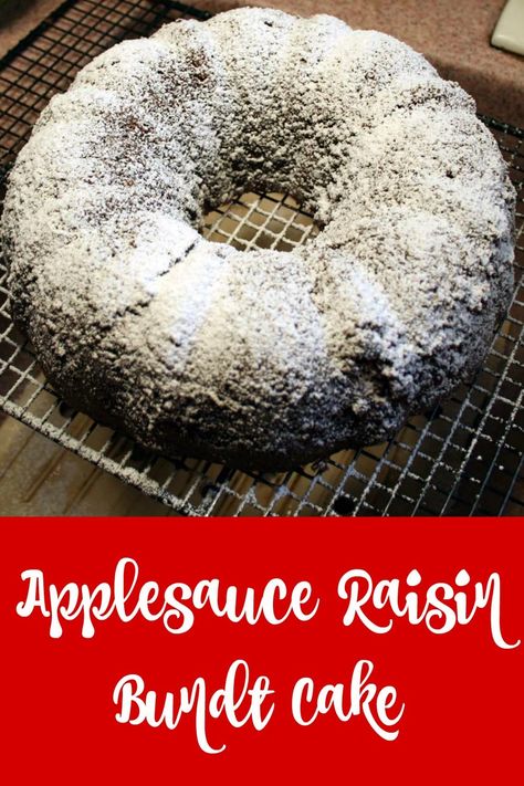 Applesauce Raisin Bundt Cake - Baking for the Firemen Applesauce Bundt Cake, Applesauce Raisin Cake, Canning Applesauce, Vegan Vegetable Recipes, Strawberry Snacks, Grandma Cake, Spiced Applesauce, Raisin Cake, Recipes With Few Ingredients