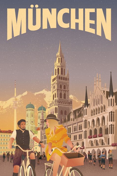 Munich Travel, Travel Infographic, Wall Decor Vintage, Koln, Retro Travel Poster, Poster Wall Decor, A4 Poster, Travel Wall Art, Vintage Poster Art