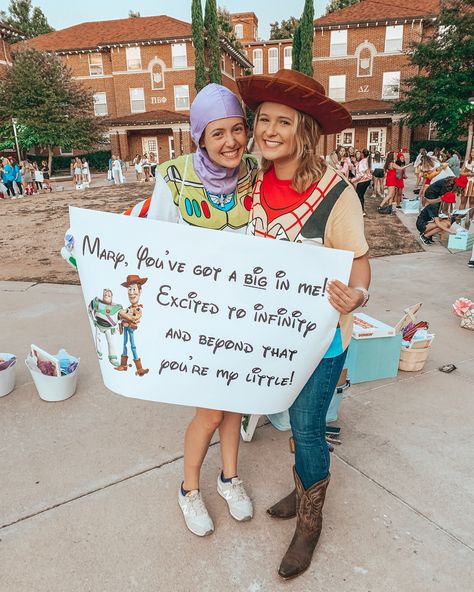 Toy Story Sorority Theme, Toy Story Big Little Reveal, Disney Big Little Reveal Themes, Big Sis Lil Sis Reveal Ideas, Disney Big Little Reveal, Big Little Themes Reveal, Cute Big Little Reveal Themes, Sorority Big Little Reveal Theme, Big Lil Reveal Themes