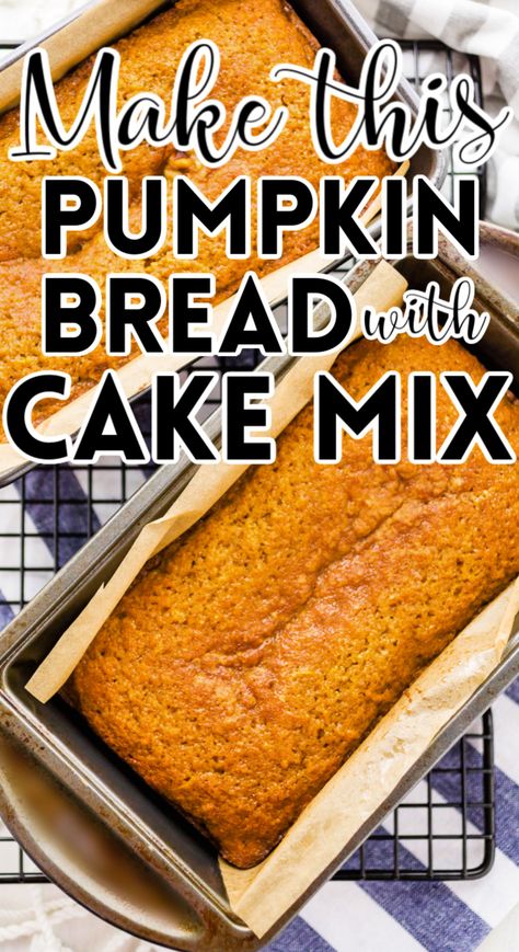 Pumpkin And Box Cake Recipes, Pumpkin Dump Bread, Pumpkin Spice Cake Bread, Spice Bread Easy, Cake Mix Pumpkin Bread Spice, Pumpkin Cake With Cake Mix Easy, Pumpkin Cake Made With Yellow Cake, Apple Pecan Cranberry Bundt Cake, Pumpkin Bread From Spice Cake