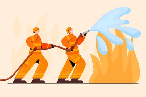 Firefighter Illustration, Firefighter Drawing, Fire Horse, Fire Station, Vector Hand, A Fire, The Fire, Firefighter, Graphic Resources