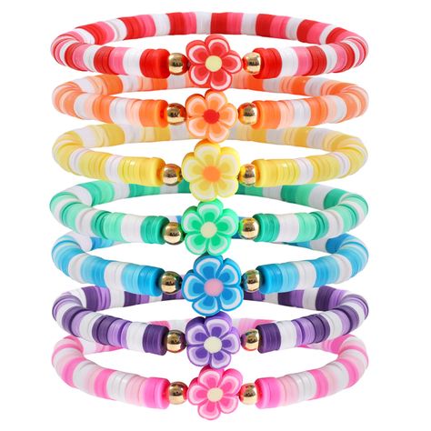 PRICES MAY VARY. 🌺Colorful Heishi Bracelets Set🌺The lovely and trendy beaded bracelets consist of 6mm rainbow disc beads and cute clay flower beads. The colorful stackable bracelet set is sure to add a pop of color to your everyday look and dress. 🌺Flower Clay Beaded Bracelets🌺Whatever you are white skin or black skin or yellow skin, the multicolored flower beads heishi bracelet set can make you more elegant and charming. You’ll be the focal point of the crowd and get many compliments with t Bracelets Business, Grinch Slime, Clay Beaded Bracelets, Bracelet Preppy, Bracelet Heishi, Bracelet Business, Heishi Bracelets, Jewelry Booth, Stackable Beaded Bracelets