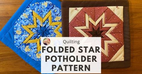 Easy Folded Star Potholder Pattern and Tutorial | Needlepointers.com Star Potholder Pattern, Folded Star Hot Pad Pattern, Folded Star Pattern, Folded Star Potholder, Potholder Patterns Free, Hot Pad Pattern, Folded Star, Potholder Patterns, Beginner Sewing Projects Easy