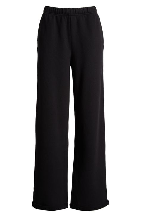 SKIMS Cotton Blend Fleece Straight Leg Sweatpants available at #Nordstrom Black Straight Leg Sweatpants Outfit, Skims Sweatpants, Straight Leg Sweatpants Outfit, Straight Sweatpants, Straight Leg Sweatpants, College Wardrobe, Pilates Clothes, Barbie Summer, Black Sweats