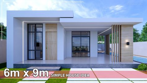 House Designs Exterior One Floor, Flat Modern House Design, Flat Roof Pool House, Flat Roofed Houses Design, Beautiful Bungalows Designs, Bungalow Roof Design, Small Luxury House Design, 1 Bedroom House Plans Modern, Small Modern House With Pool