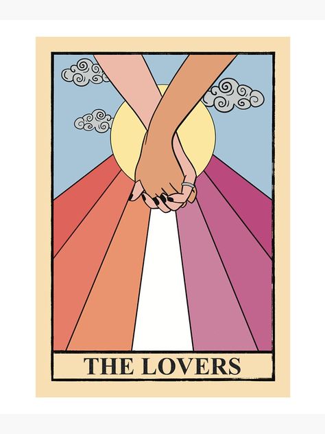 Tarot Card Lovers Wallpaper, Sapphic Lovers Tarot Card, Queer Posters Art, Queer Tarot Cards, Lesbian Poster Wall, Pride Art Aesthetic, Lesbian Canvas Art, Queer Love Art, Lesbian Wall Art