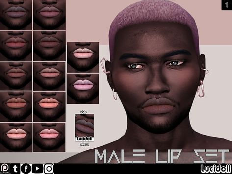 Male Lips, Sims 4 Male, Cherry Lipstick, Holographic Lips, Berry Lipstick, Sims 4 Cc Makeup, Sims4 Clothes, Lip Set, Sims 4 Collections