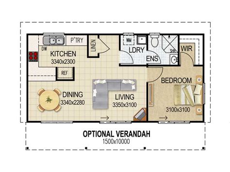 Annex Floor Plans, House With Granny Flat, Granny Flat Floor Plans, Queensland House, Granny Flats Australia, 2 Bedroom Granny Flat, Granny Flat Plans, Granny Flat Ideas, Flat Plan