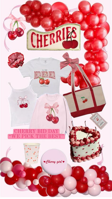 #bidday #greeklife #sorority Cherry Sorority, Super Sweet 16, 16 Party Ideas, Sweet 16 Party Ideas, Recruitment Ideas, Sorority Bid Day, Bid Day Themes, Fall Semester, American Pie