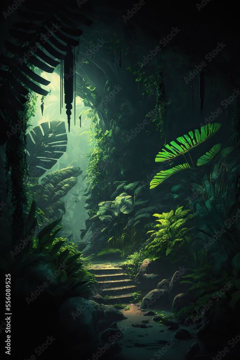 Fantasy Jungle, Jungle Background, Fantasy Forest, Midsummer Nights Dream, Manish, Illustration Inspiration, Art Project, Design Illustration, Adobe Stock