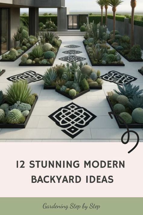 Landscape Ideas Modern Backyard Landscaping Designs, Landscaping Designs Layout, Backyard Landscaping Designs Layout, Modern Garden Ideas, Xeriscape Plants, Knot Garden, Innovative Design Ideas, Rooftop Gardens, Cement Garden