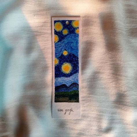 Starry Night Bookmark, Handmade Bookmarks Diy, Bookmark Ideas, Drawing Cartoon Faces, Creative Bookmarks, Mandala Art Therapy, Watercolor Bookmarks, Art Tools Drawing, Watercolor Sketchbook