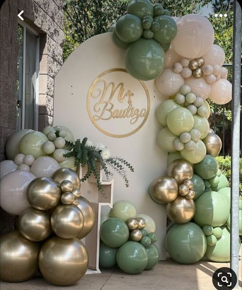 Sage Green Baptism Decor, Green Bautizo, Baptism And Birthday Party Combined, Bautizo Ideas Boy Decoration, Babtizum Party Ideas, Baby Blessing Party, Baptism Decorations Boy, Decoration Communion, Baptism Decorations Girl