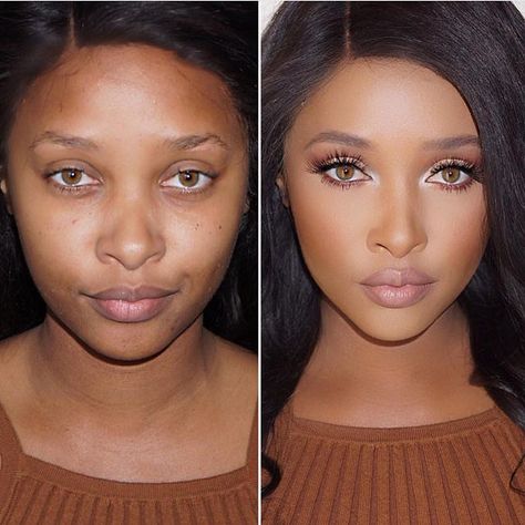 Before and after @officialphoenixskye Foundation @kevynaucoin sensual skin enhancer in shade 12to highlight I used shade 10 contour a tiny bit of 14 Maquillage Goth, Before And After Makeup, Makeup Before And After, Power Of Makeup, Mascara Tips, Makeup Transformation, How To Apply Mascara, Dark Skin Makeup, Contour Makeup