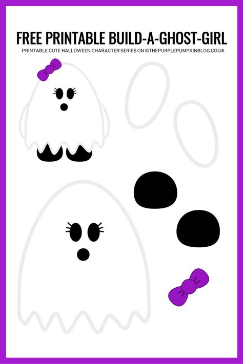 Free-Printable-Build-A-Ghost-Girl Halloween Paper Crafts Free Printable, Halloween Printables Free For Kids, Halloween Printables Free Templates, Ghost Crafts For Kids, Paper Ghost, Ghost Craft, Girl Template, Free Halloween Printables, Free Printable Paper