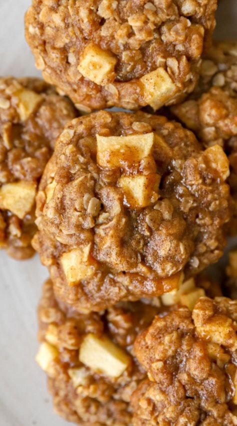 overhead view of the apple pie cookies on a plate Recipes Using Apple Pie Spice, Apple Jack Cookies, Apple Cobbler Cookies, Fresh Apple Cookies Recipes, No Bake Apple Cookies, Pumpkin Apple Cookies, Cinnamon Apple Cookies, Apple Pie Filling Cookies, Granny Smith Apple Recipes Easy