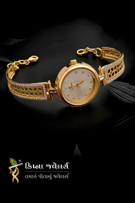 Gold Watches Women Indian, Rajwada Jewellery, Big Bangles, Golden Watches, Gold Bangle Watch, Elegant Watches Women, Gold Jewelry Prom, Antique Gold Bracelet, Ladies Bracelet Watch