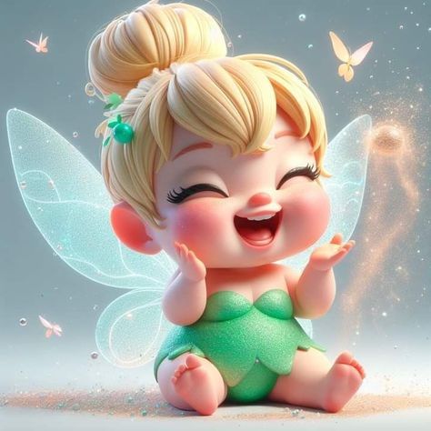 Baby Tinkerbell, Fairy Birthday Themes, Tinkerbell Party Theme, Tinkerbell Pictures, Baby Disney Characters, Disney Princess Toddler, Disney Princess Babies, Disney Cuties, Tinkerbell And Friends