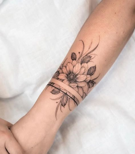 Tattoo Armband, Poppy Flower Tattoo, Tattoo Band, Cuff Tattoo, Magnolia Tattoo, Sagittarius Tattoo, Forearm Band Tattoos, Armband Tattoos, Flower Tattoo Ideas