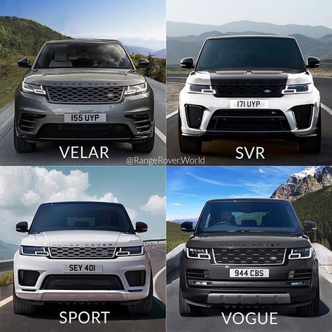 Shades of grey, Choose your favourite model❗️👇 . Velar SVR Sport Vogue . . . . . . . . #rangeroverworld #rangeroversociety #rangeroverusa #rangerovervideos #rangerover #rangeroversport #4x4 #rangeroveruae #rrs #landrover #rangeroversupercharged #rangerovervogue #rangeroverevoque #landroverphotos #velar #rangerovervelar #discovery #picoftheday #Evoque #vogue #svr #carbonfiber #family #grey #tones #autobiography Range Rover Suv, Range Rover Svr, Range Rover Supercharged, Car Tips, Range Rovers, Bmw X4, Cars Uk, Jaguar Land Rover, Range Rover Evoque