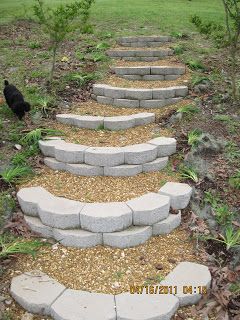 Confessions of a Serial Tiller: maybe this is what I need on my hillside. Hillside Garden, Sloped Backyard, Stone Steps, Garden Stairs, Hillside Landscaping, Outdoor Steps, Sloped Garden, Garden Steps, A Hill