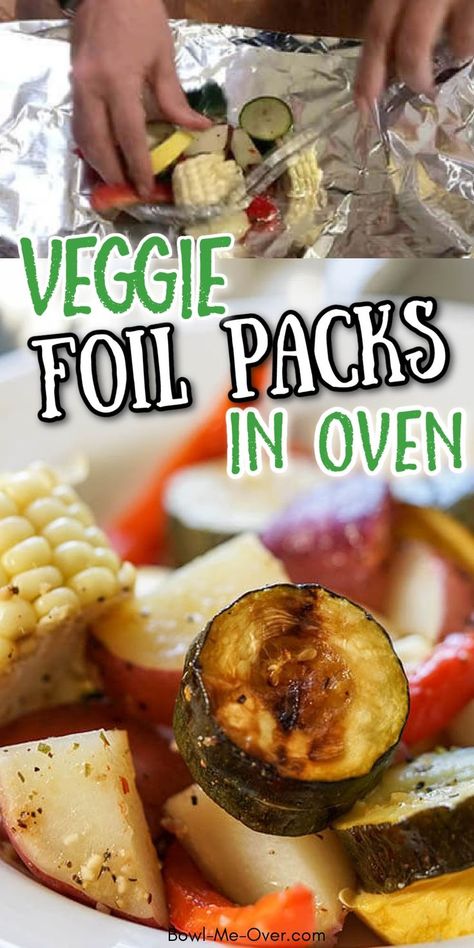 Aluminum foil packs with diced veggies with Pinterest overlay. Foil Pack Veggies For The Grill, Veggie Foil Packets, Foil Packet Sides For The Grill, Vegetable Foil Packets For The Oven, Foil Veggies In Oven, Foil Packets For The Grill Vegetables, Veggie Foil Packets For The Grill, Veggie Foil Packets For The Oven, Vegetable Foil Packet Oven