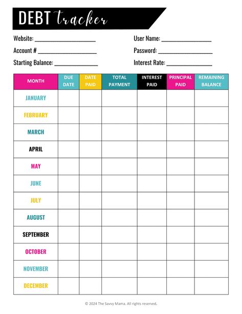 Credit Card Tracker Printable Free, Debt Tracker Printable Free, Tracker Printable Free, Credit Card Tracker, Spending Freeze, Debt Avalanche, Budget Help, Debt Tracker, Debt Repayment